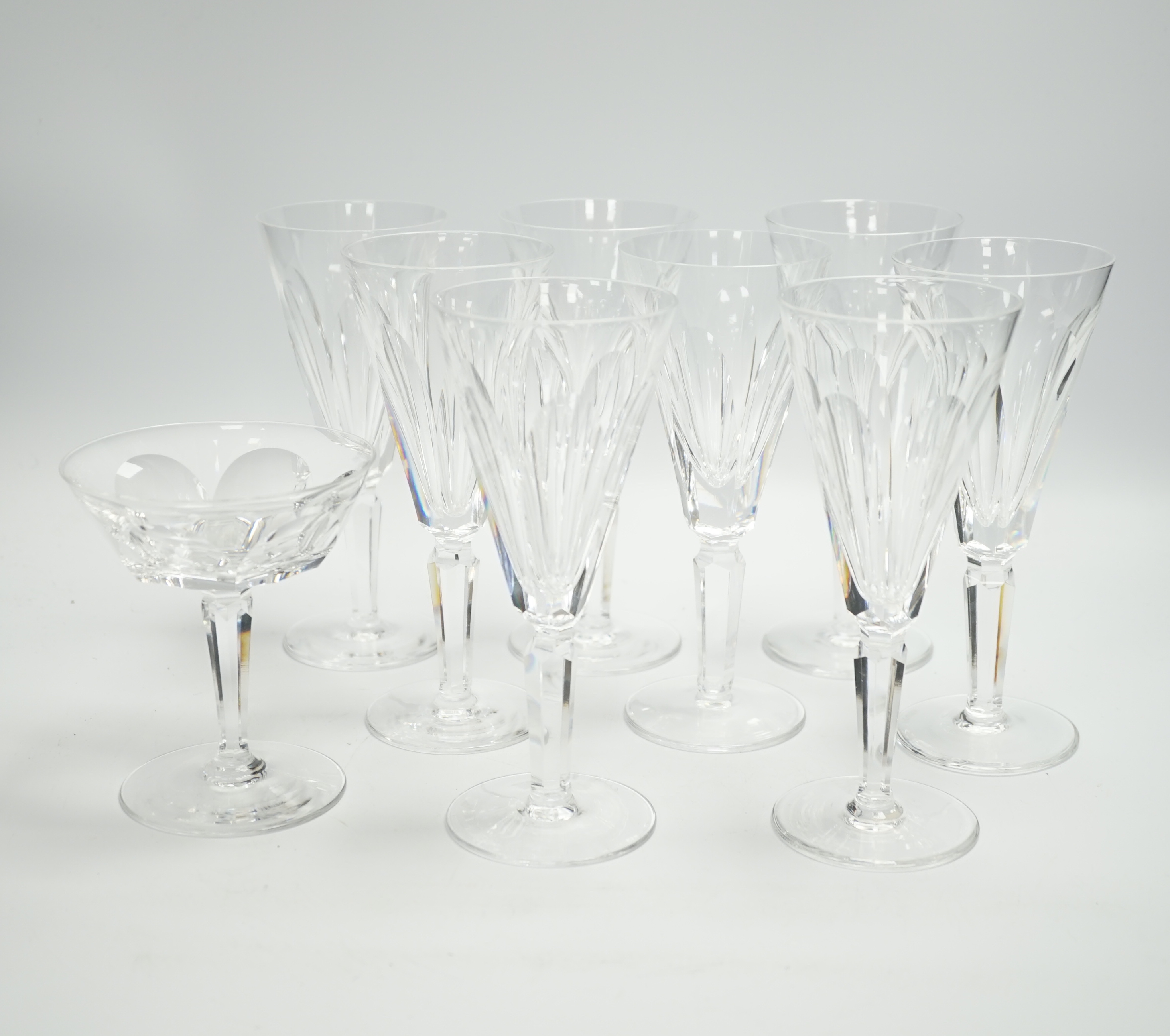 Eight Waterford Sheila pattern wine glasses and a champagne glass, 18cm (9)